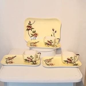 Weil Ware Rose Breakfast Tea Cups And Tray Set